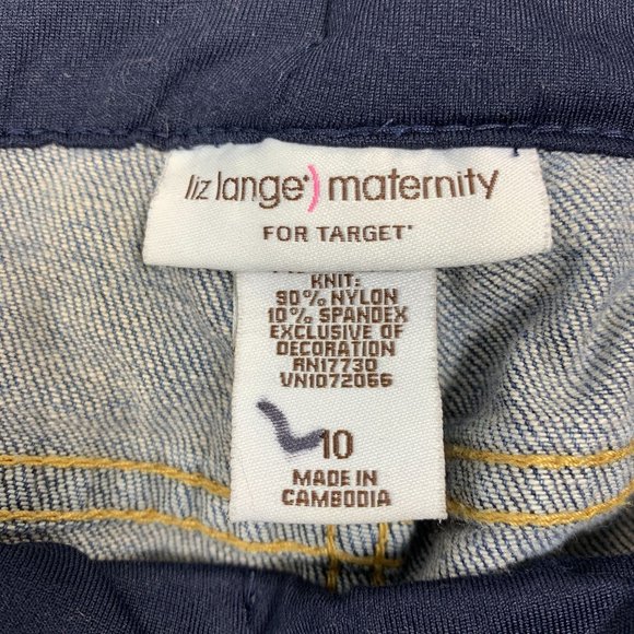 Liz Lange Maternity 10 Jeans Denim Dark Wash Cropped Medium Stretch - Picture 3 of 3